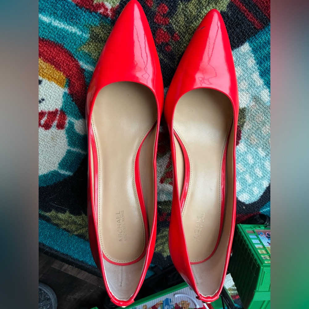 Michael Kors Red Patent Pointed-Toe Pumps
